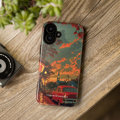 Mid-Century Nostalgia Streetscape iPhone 16 - Tough Phone Case