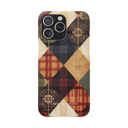 Rustic Geometric Patchwork Harmony iPhone 15 - Slim Phone Case