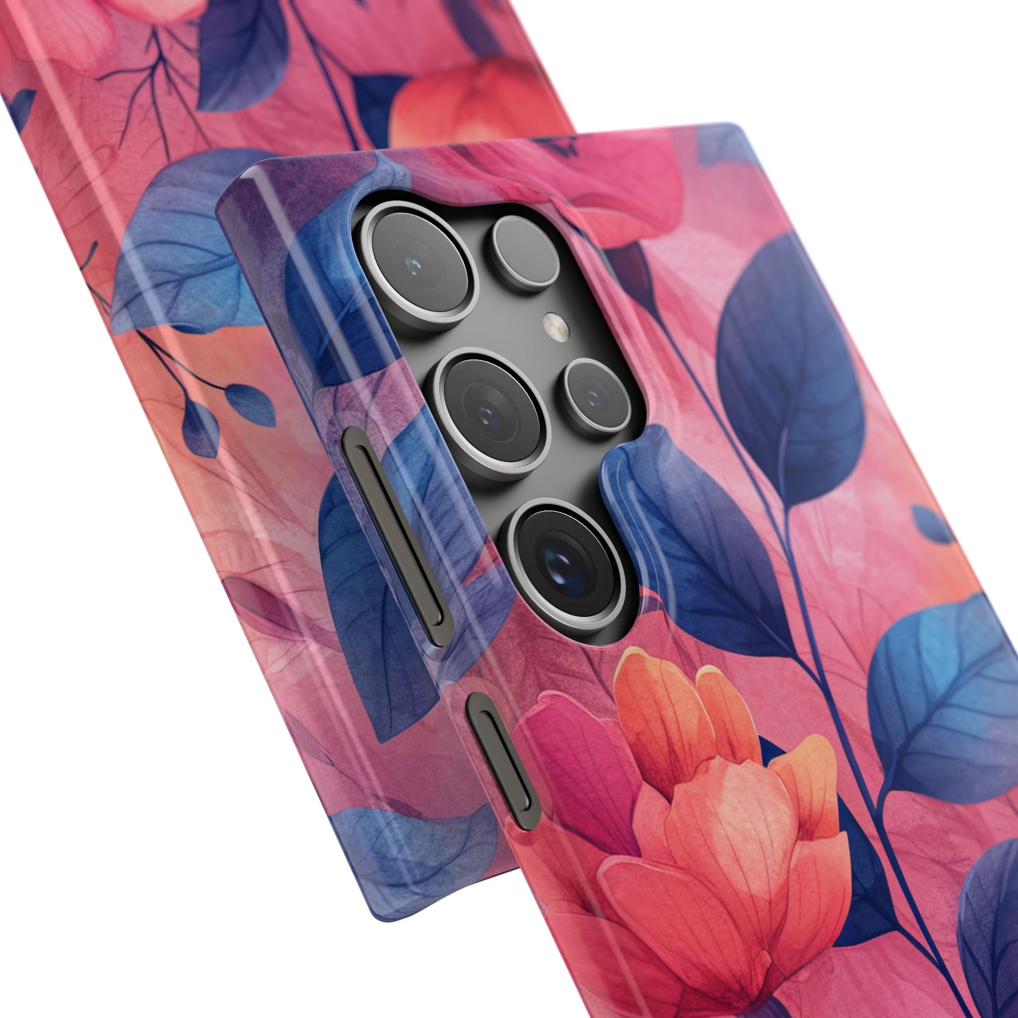 Pink Blue Floral - Slim Samsung S24 Phone Case