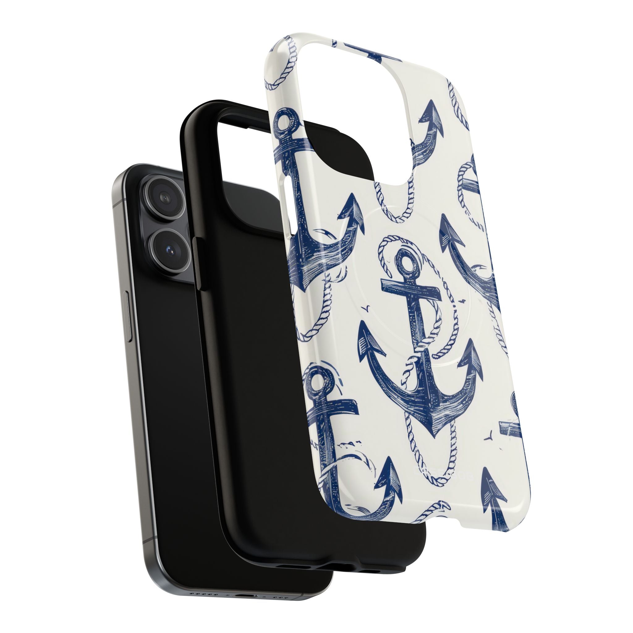 Navy Anchor Loop iPhone 15 Pro Case - Tough+