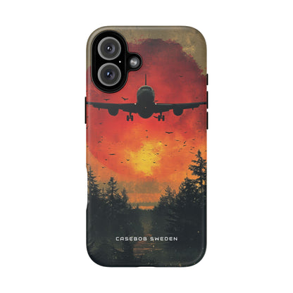 Vintage Sunset Airplane Silhouette iPhone 16 - Tough Phone Case