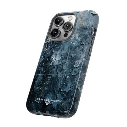 Weathered Blue Tapestry with Cracked Layers iPhone 14 - Tough Phone Case