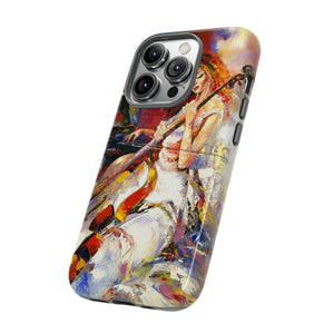 Oil panting - Girl playing Violoncello - Protective Phone Case