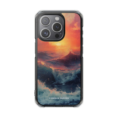 Ocean Sunset Waves - Clear Impact iPhone 15 Phone Case