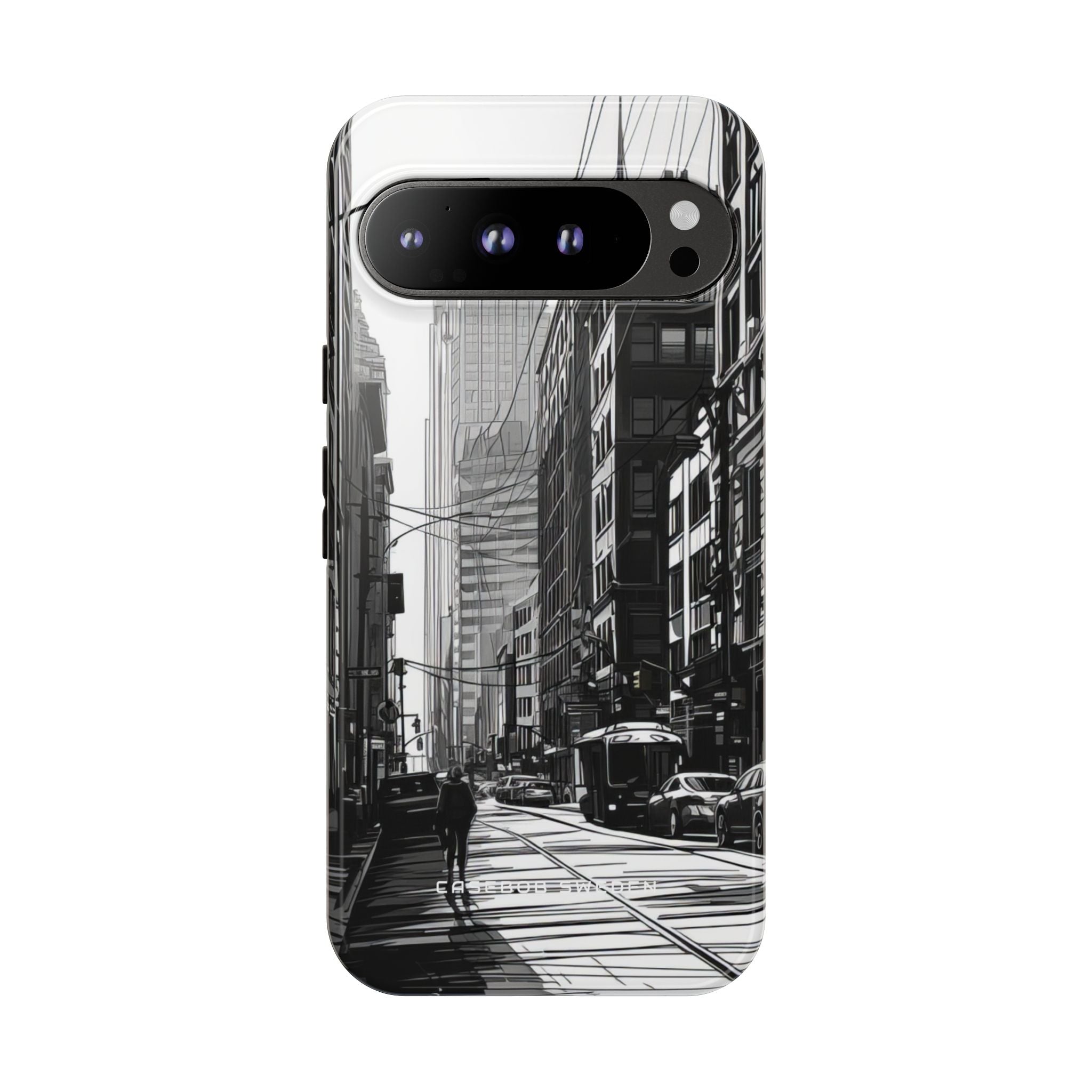 Urban Monochrome Streetscape Google Pixel 9 - Tough Phone Case