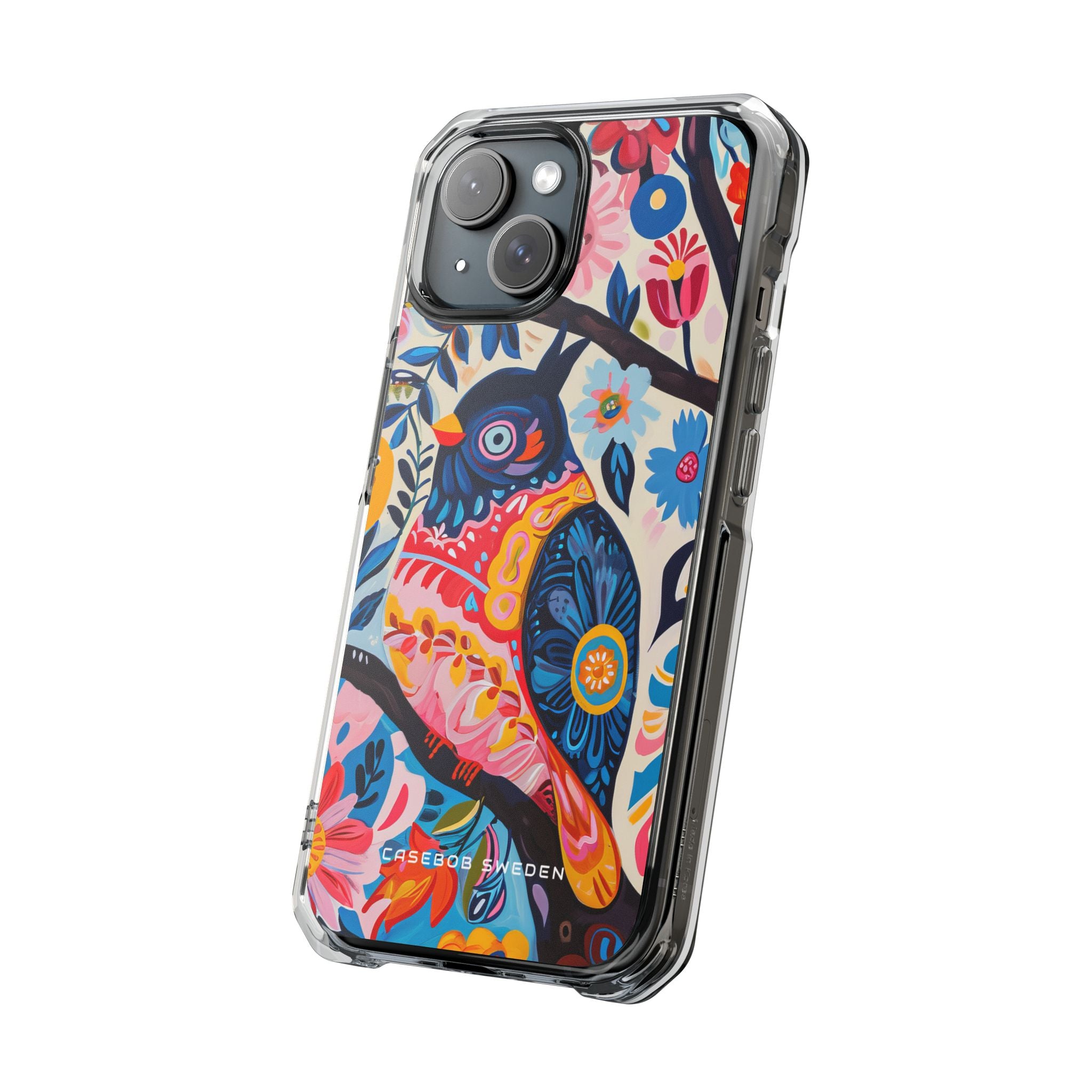 Whimsical Vintage Owl with Floral Charm iPhone 15 - Clear Impact Phone Case