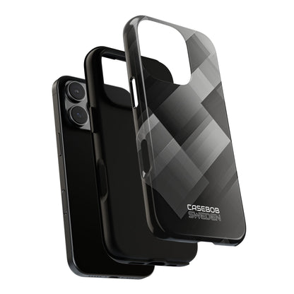 Grayscale Geometric Layers iPhone 16 - Tough