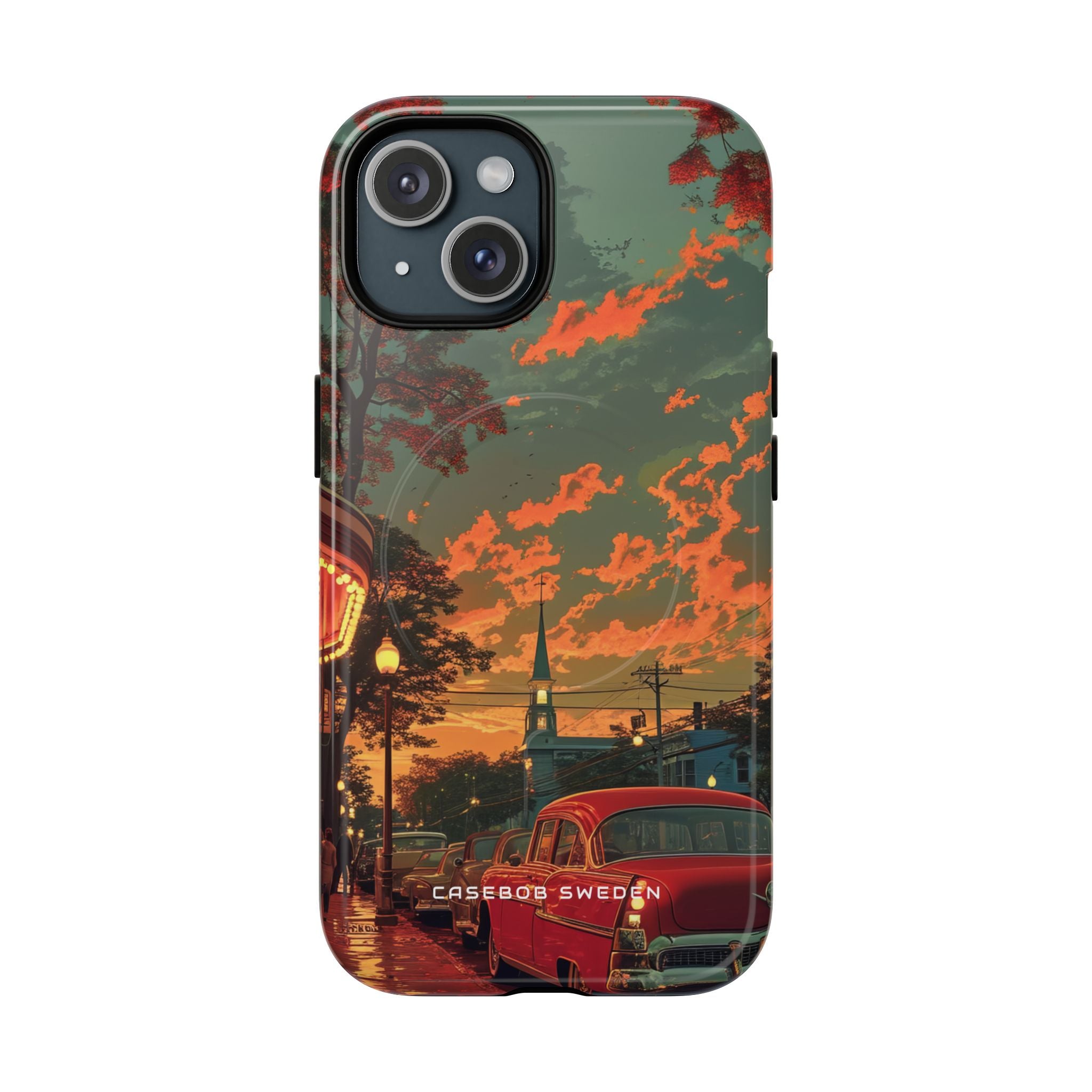 Mid-Century Nostalgia Streetscape iPhone 15 | Tough+ Phone Case