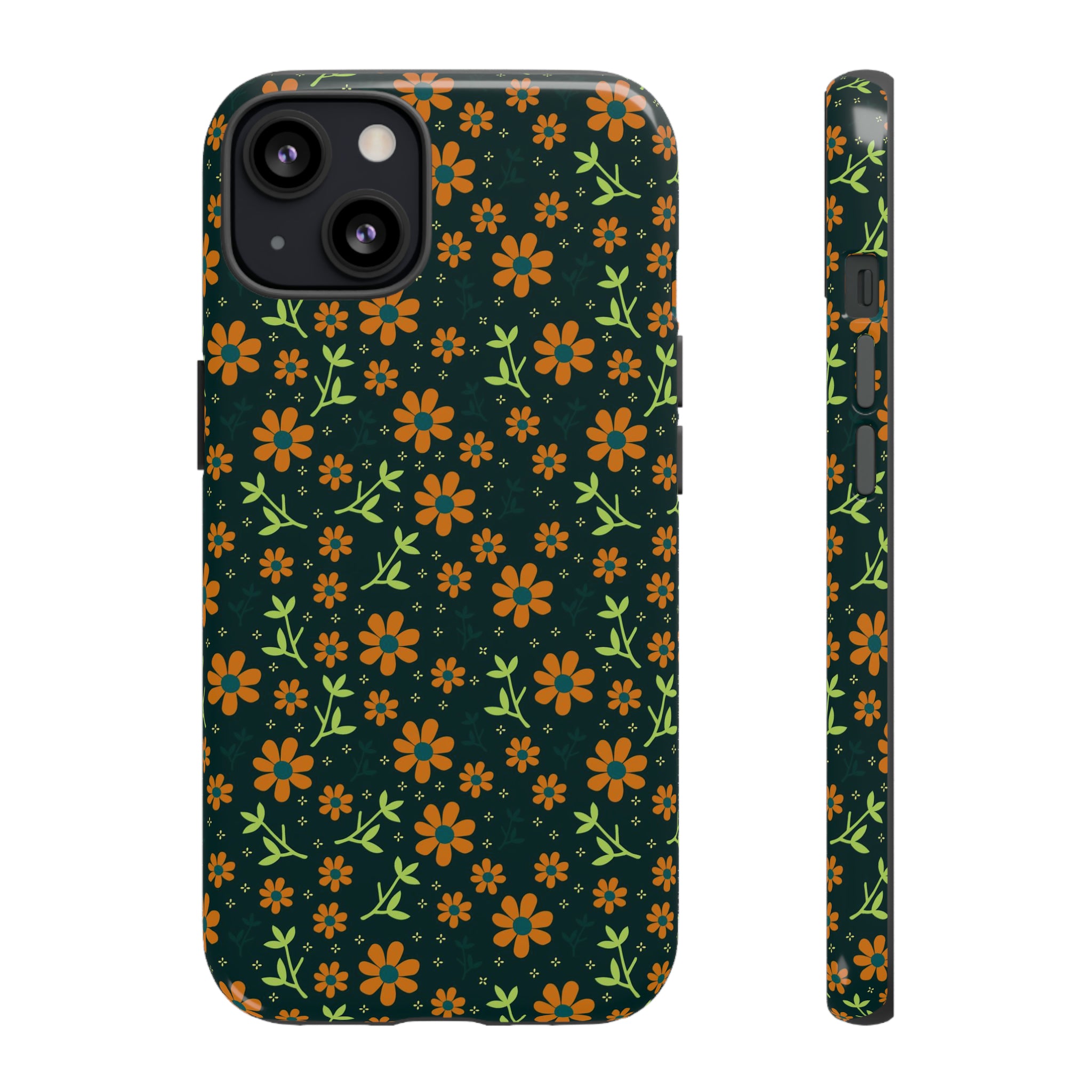 Green Flower Pattern - Protective Phone Case