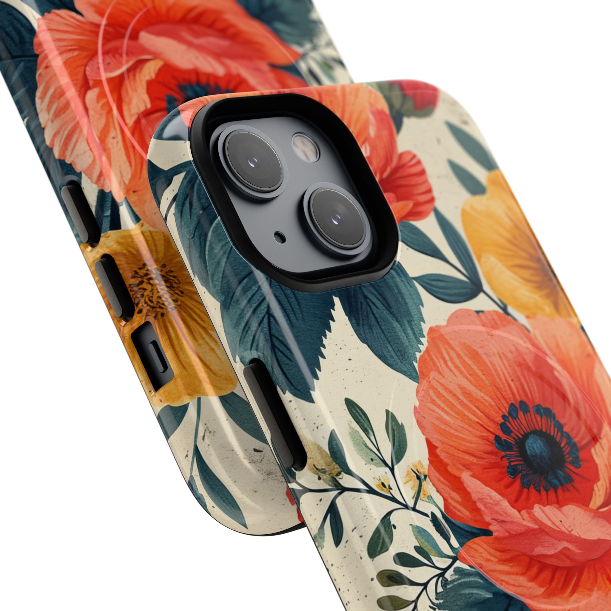 Vibrant Botanical Poppies - Tough + MagSafe® iPhone 14 Phone Case