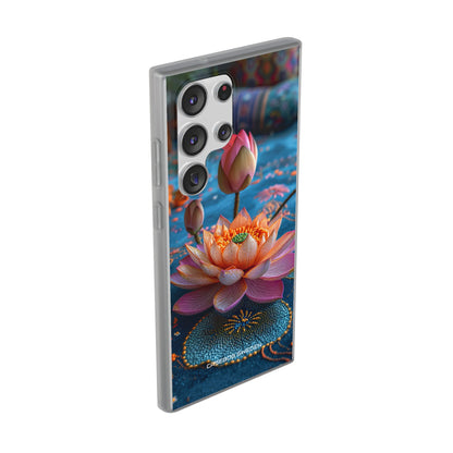 Vibrant Lotus Embroidery - Flexi Samsung S23 Phone Case