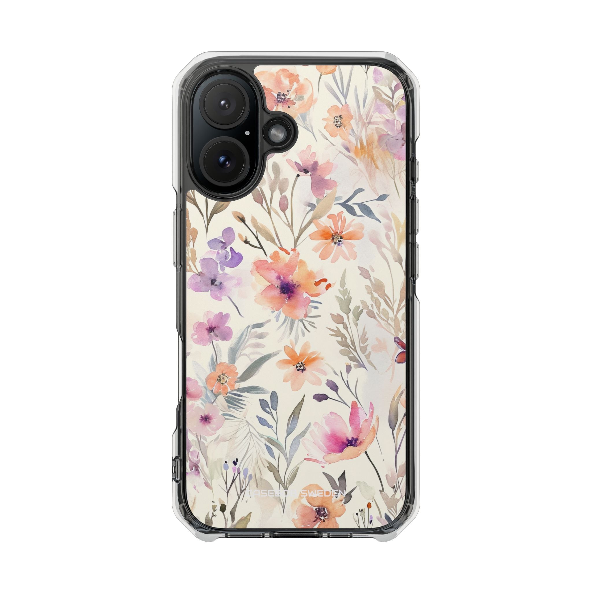 Soft Pink Floral Watercolor Design - Clear Impact iPhone 16 Phone Case