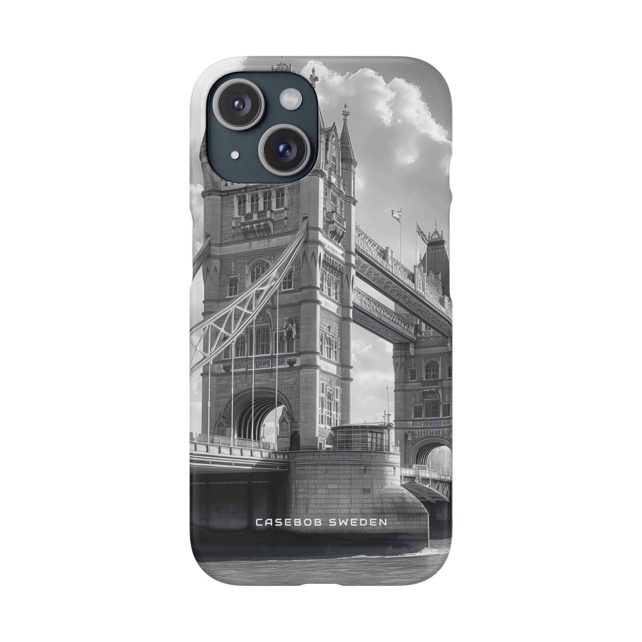 Tower Bridge Monochrome Architecture Study iPhone 15 - Slim Phone Case