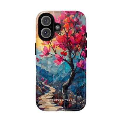 Vibrant Geometric Tree Landscape iPhone 16 | Tough+ Phone Case