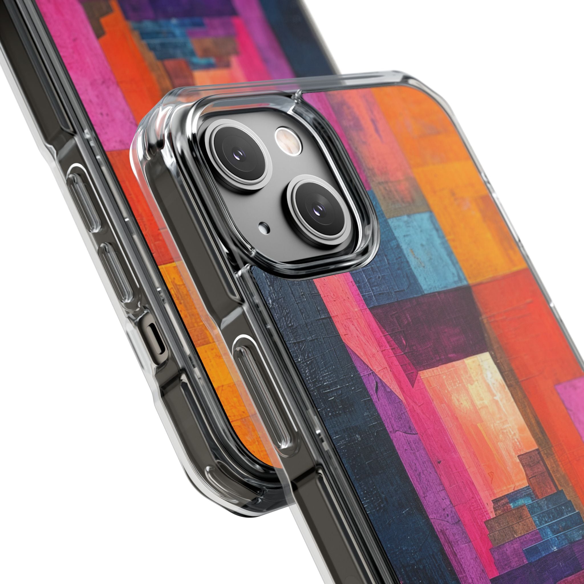 Pink Orange Geometry - Clear Impact iPhone 14 Phone Case