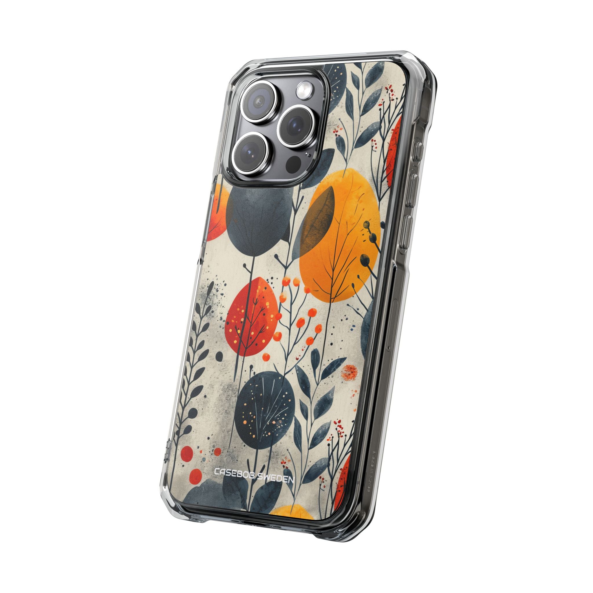 Modern Autumn Leaf Pattern - Clear Impact iPhone 15 Phone Case