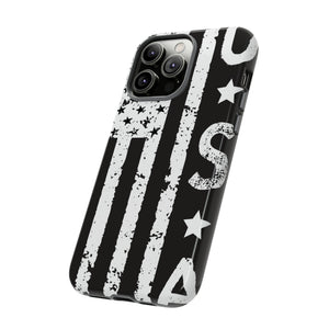 Black n White U.S Flag - Protective Phone Case