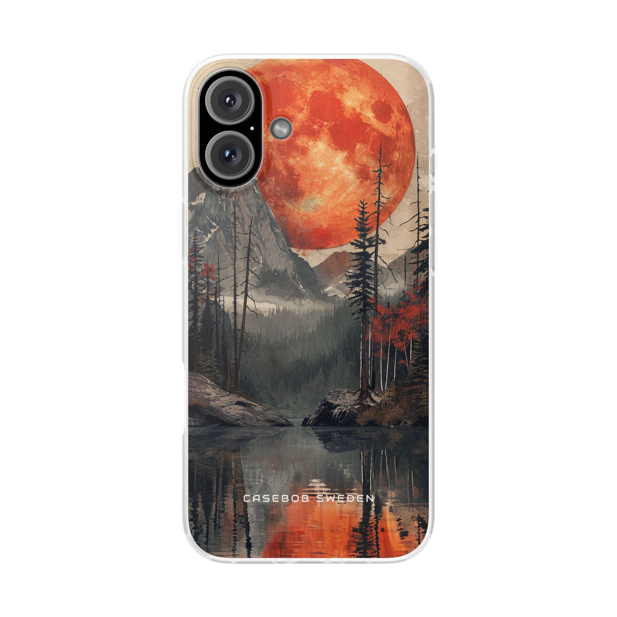 Himmlisches Leuchten über reflektierender Landschaft iPhone 16 - Flexi-Telefonhülle