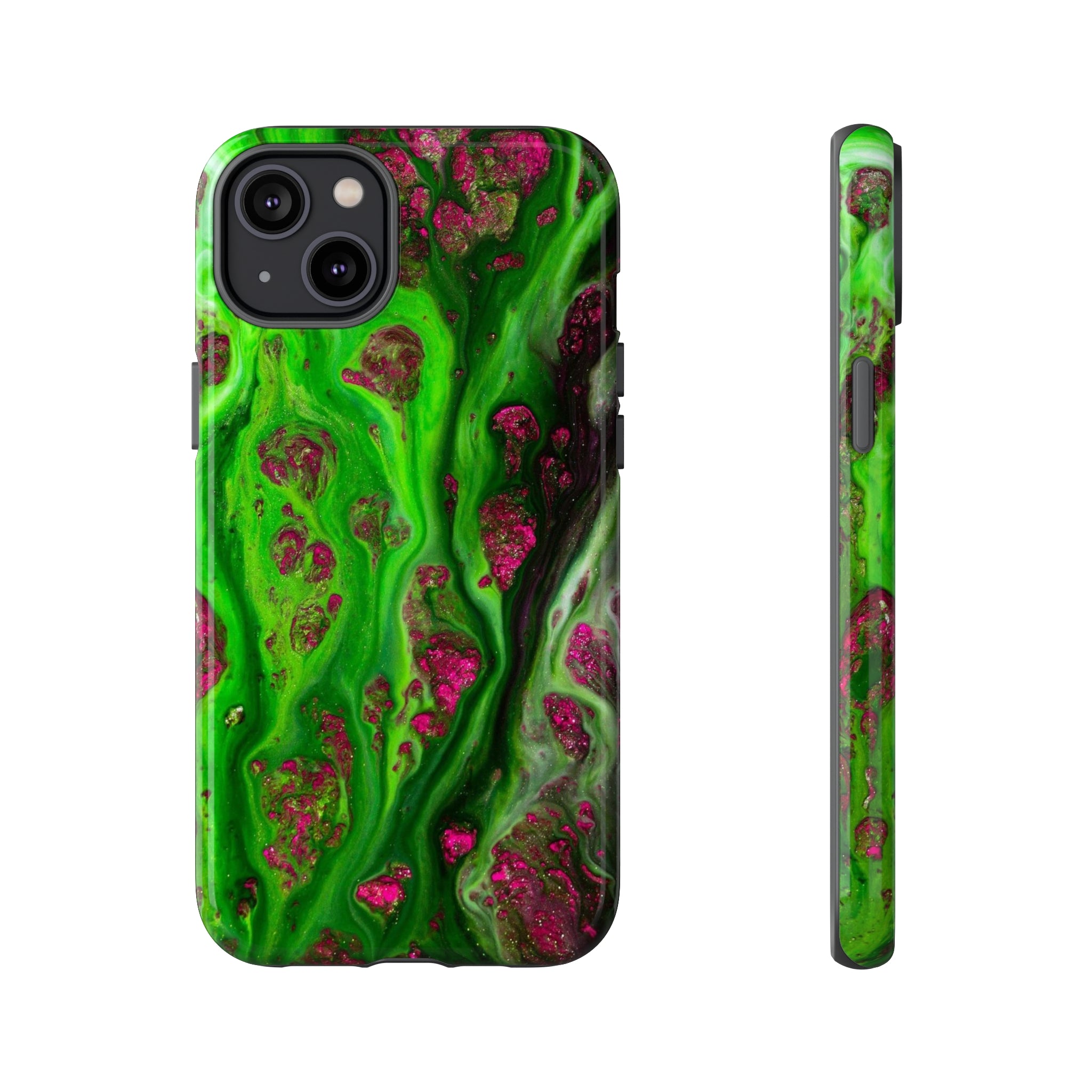 Toxic Green Ink Art iPhone Case (Protective) iPhone 14 Plus Glossy Phone Case