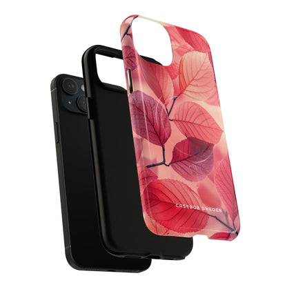 Elegant Pink Leaves iPhone 15 | Tough+ Phone Case