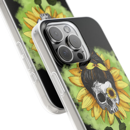 Sunflower Skull iPhone 16 Pro Max Case - Soft