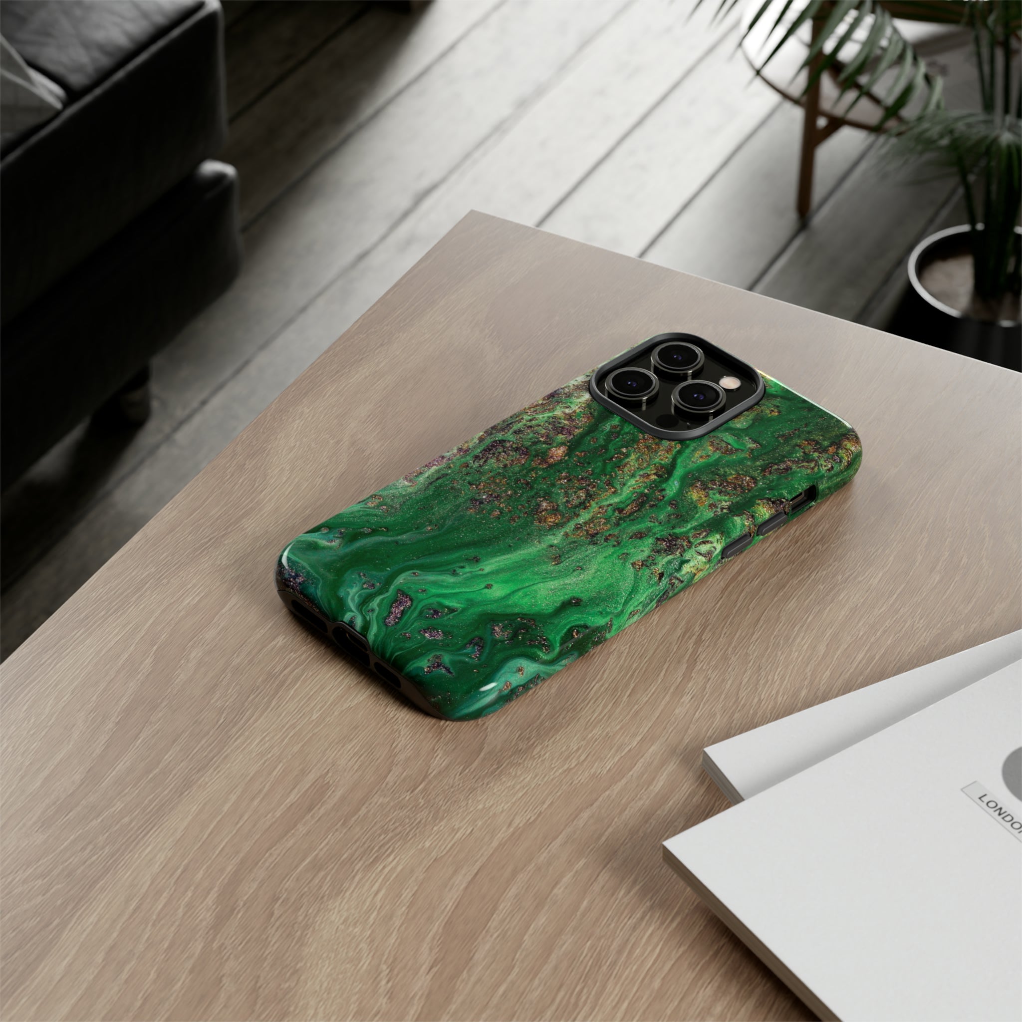 Green Sparkle Ink Art - Protective Phone Case