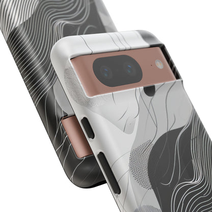 Fluid Rhythms: Monochrome Line Flow Google Pixel 8 - Tough Phone Case