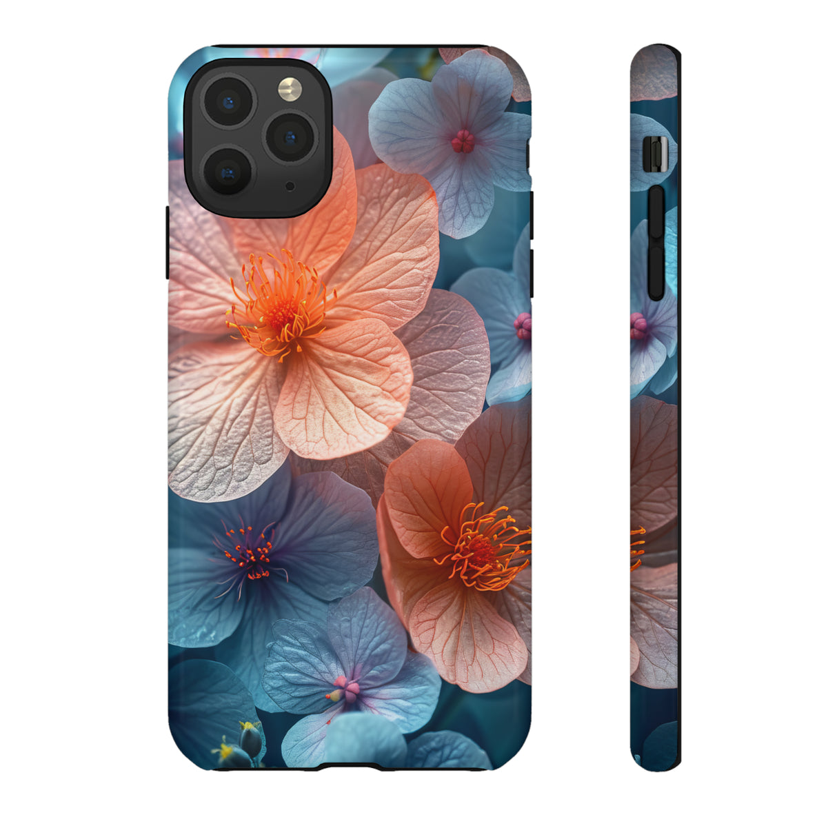 Hellblaue Floral Serenity - Schutzhülle fürs Handy