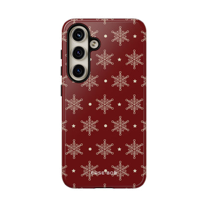 Cream Snowflake Crimson Samsung S24 Case - Tough