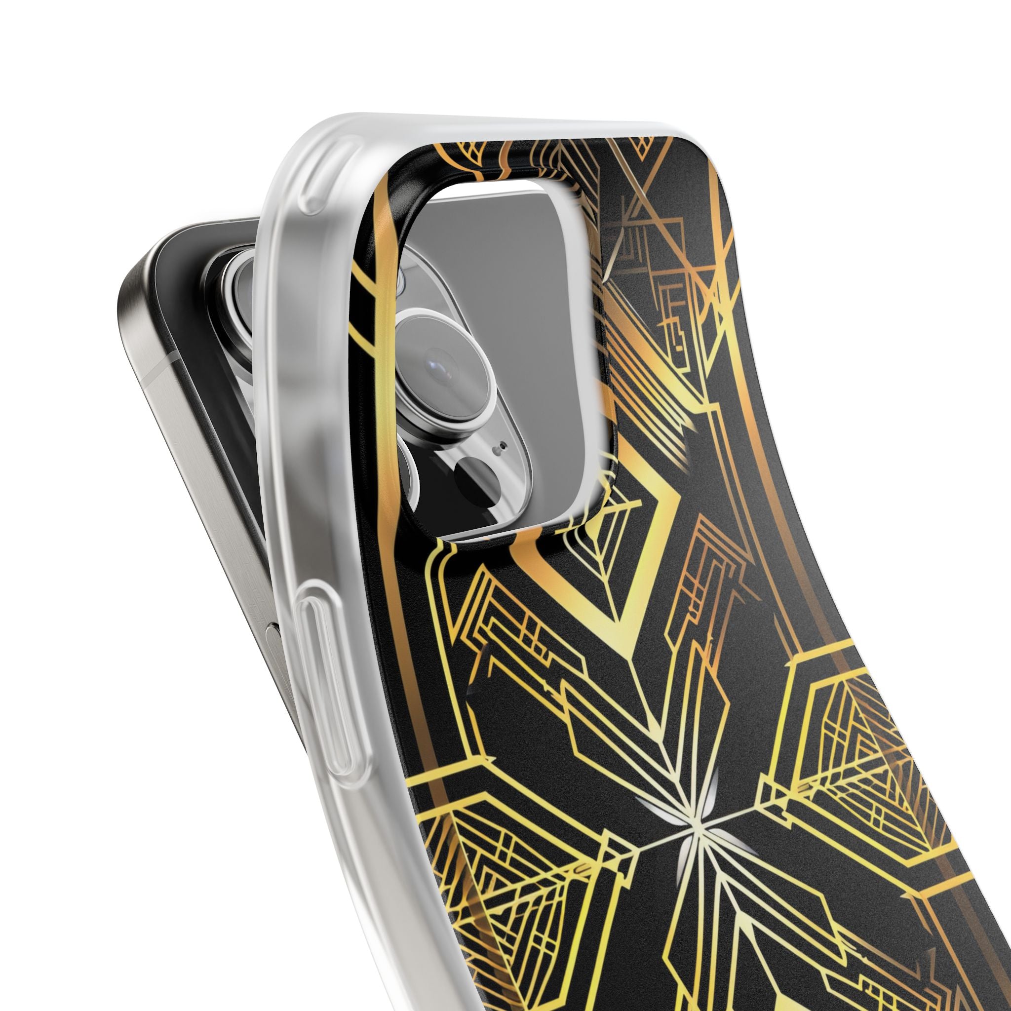 Golden Geometric Opulence iPhone 16 - Flexi Phone Case