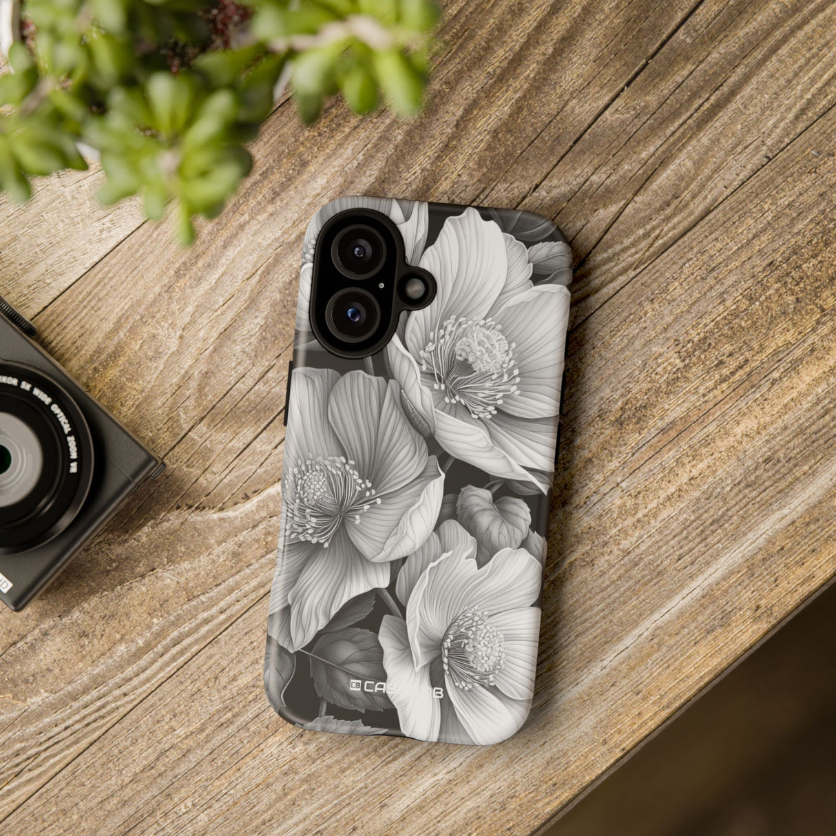 Elegant Monochrome Floral Art - for iPhone 16