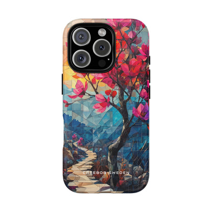 Vibrant Geometric Tree Landscape iPhone 16 | Tough+ Phone Case