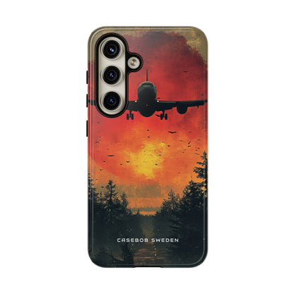 Vintage Sunset Airplane Silhouette Samsung S24 - Tough Phone Case