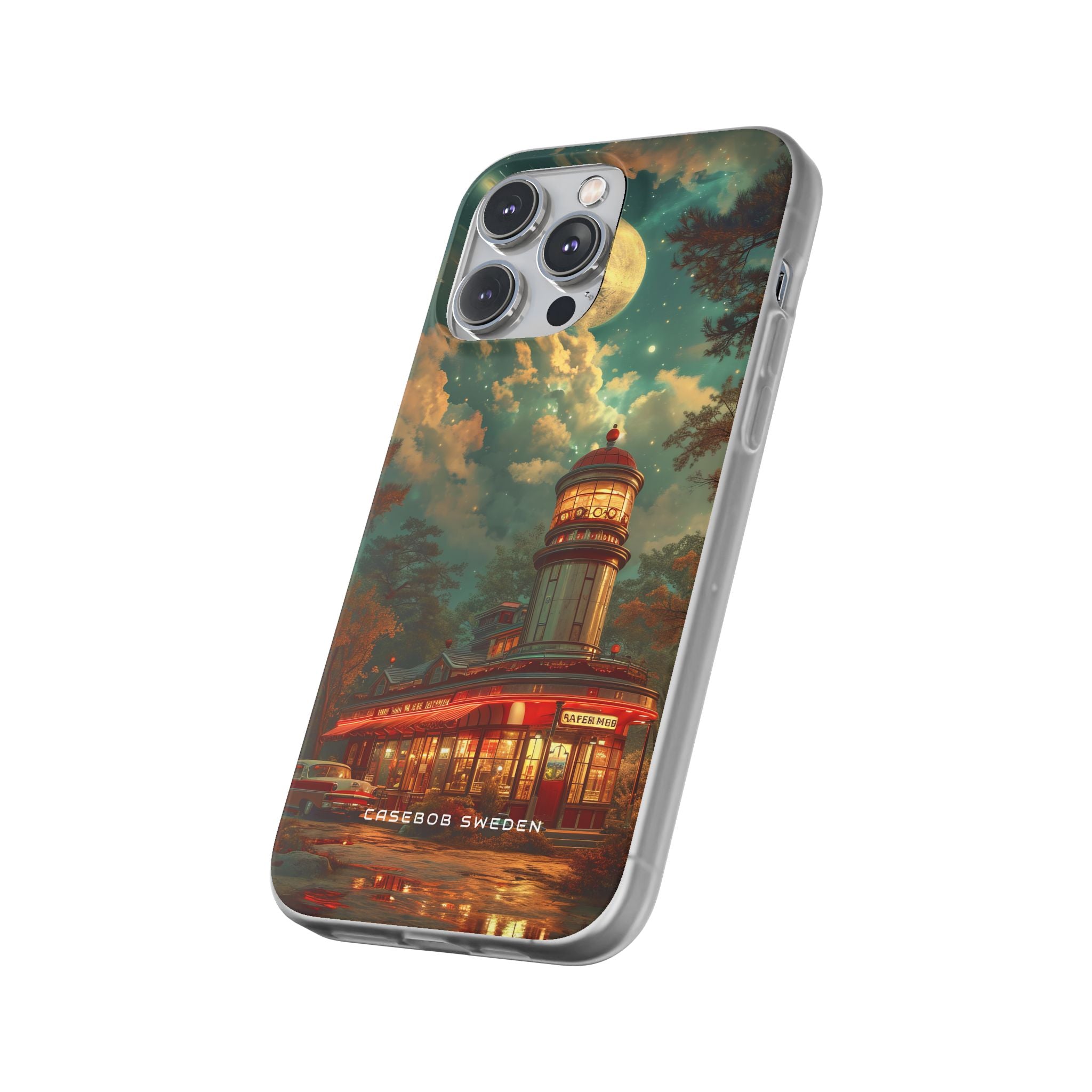 Vintage Moonlit Diner Fantasy iPhone 14 - Flexi Phone Case