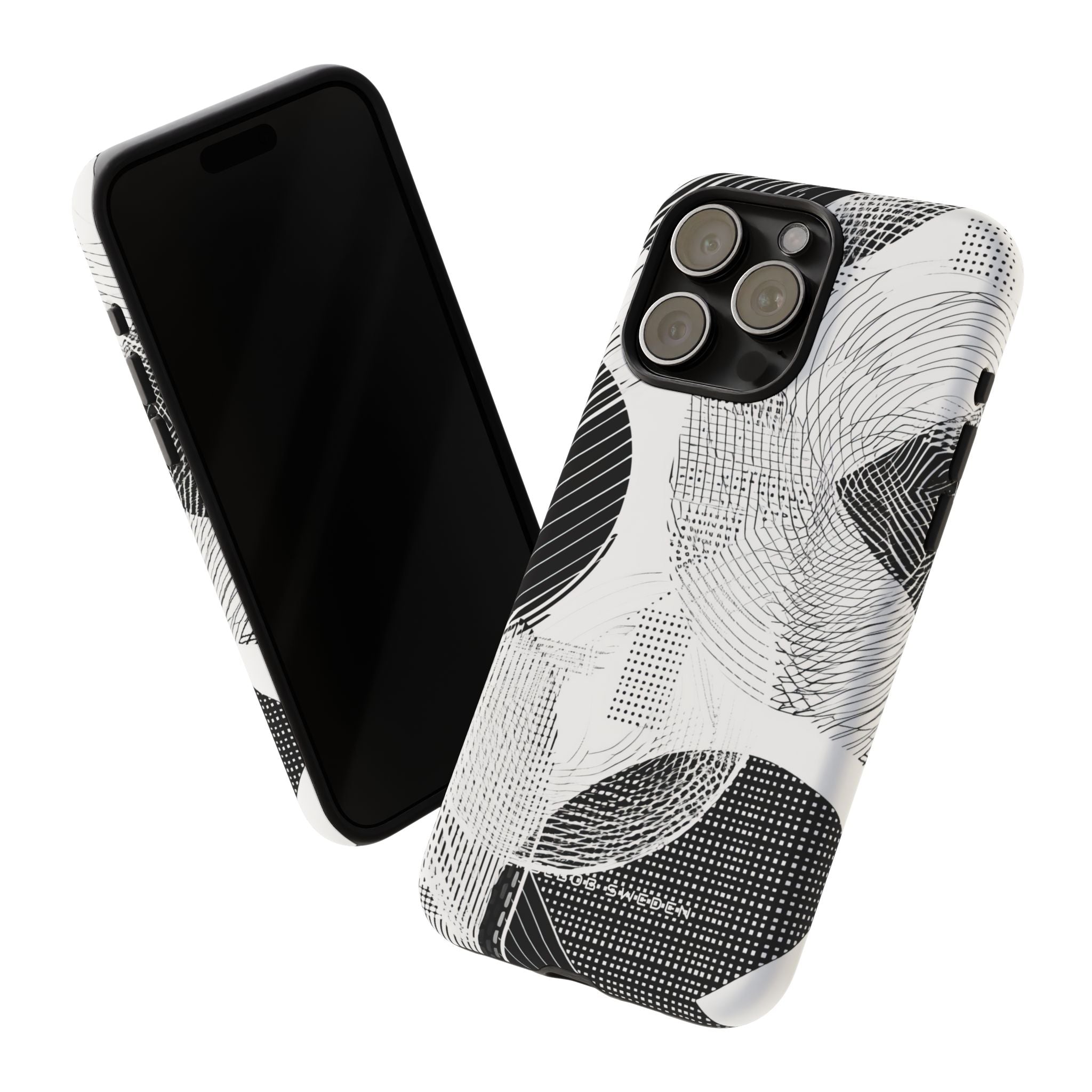 Geometric Monochrome Flow iPhone 15 - Tough Phone Case