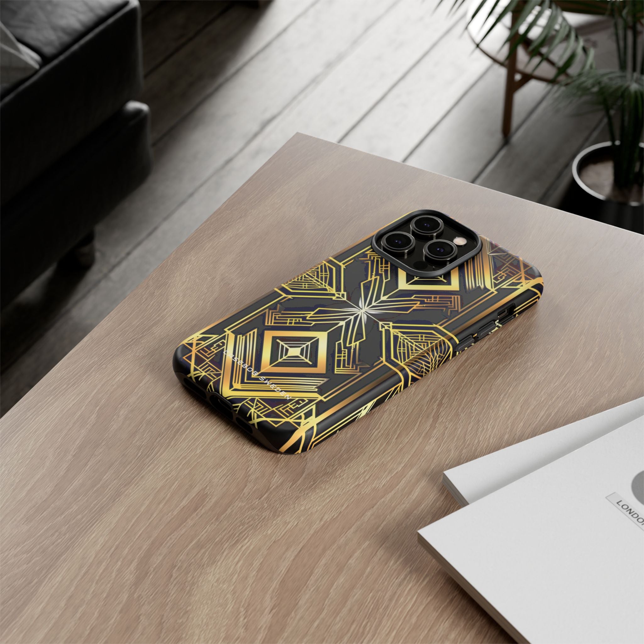 Golden Geometric Opulence iPhone 14 - Tough Phone Case