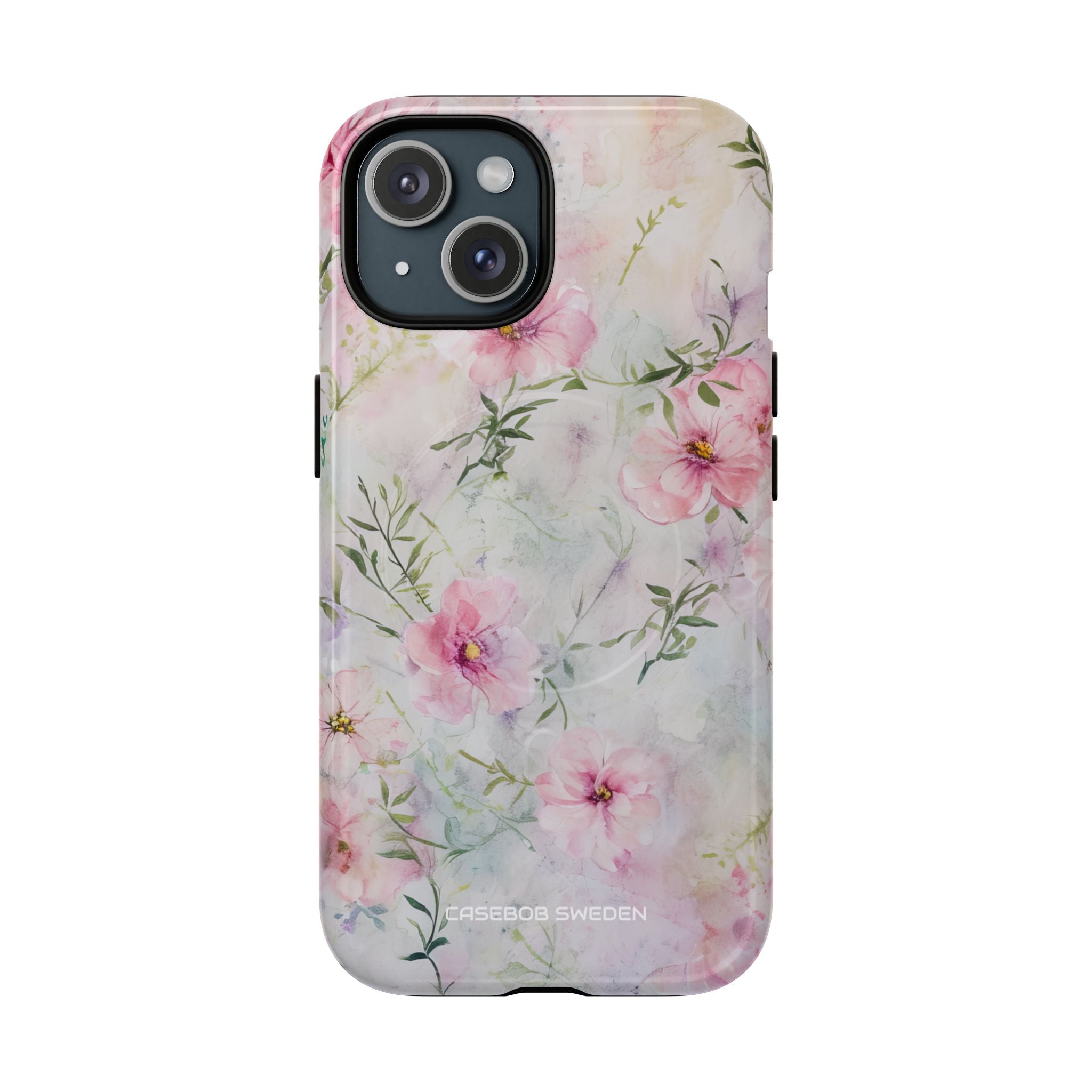 Pink Floral Watercolor Decor - Tough + MagSafe® iPhone 15 Phone Case