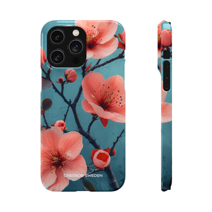 Teal Coral Blossom - Slim iPhone 14 Phone Case