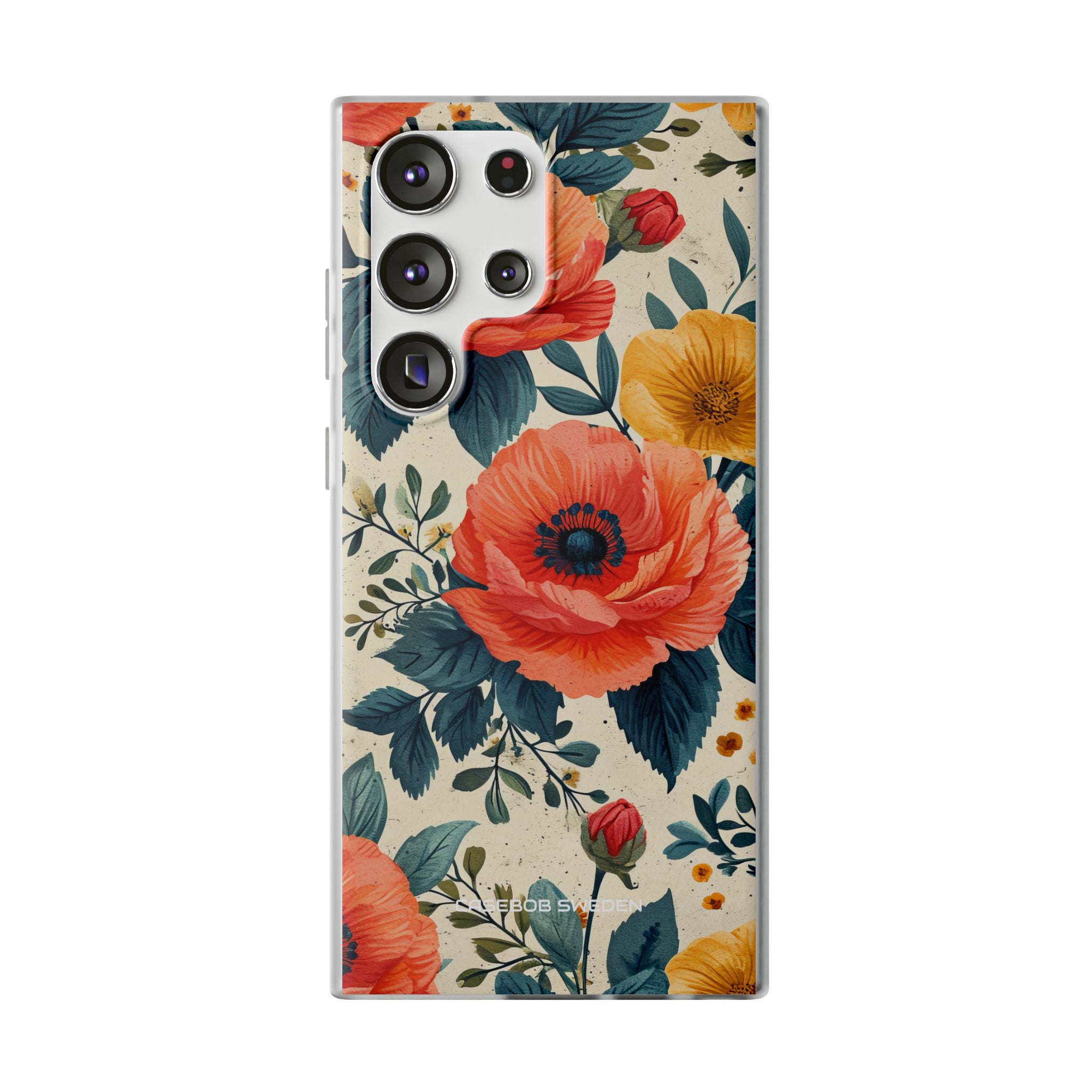 Vibrant Botanical Poppies - Flexi Samsung S23 Phone Case