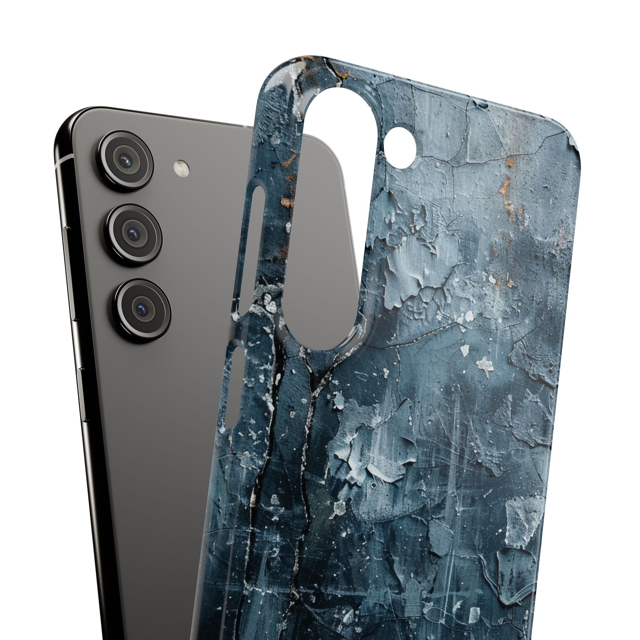 Weathered Blue Tapestry with Cracked Layers Samsung S23 - Slim Phone Case