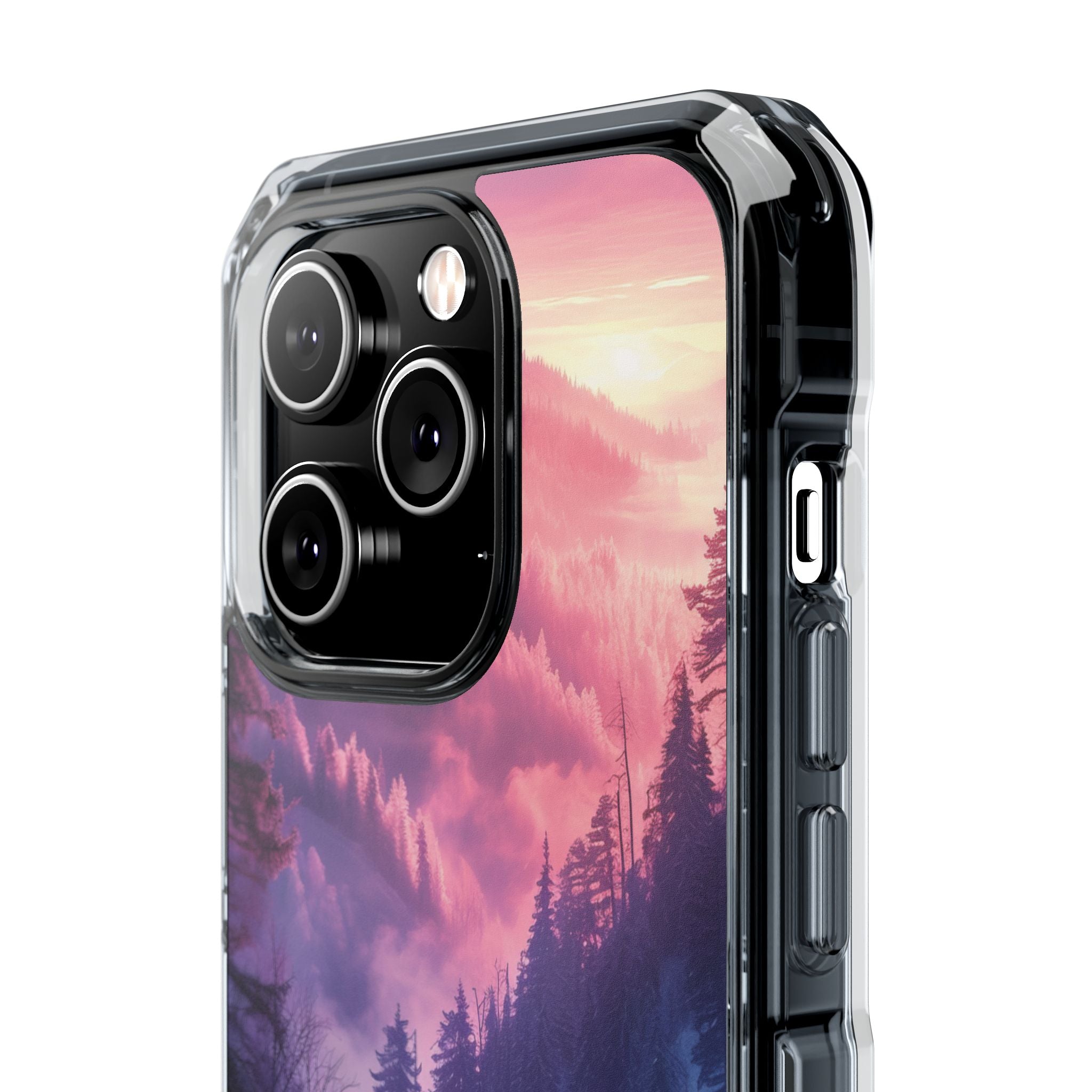 Misty Forest Serenity - Clear Impact iPhone 14 Phone Case