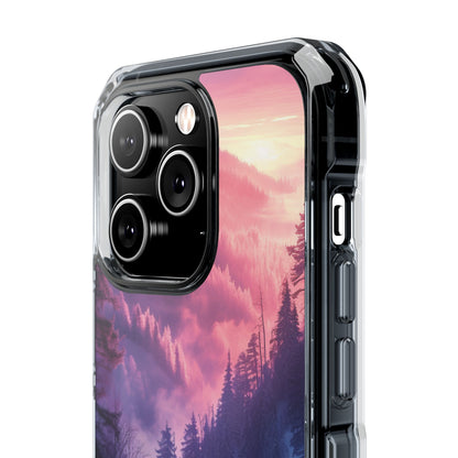 Misty Forest Serenity - Clear Impact iPhone 14 Phone Case