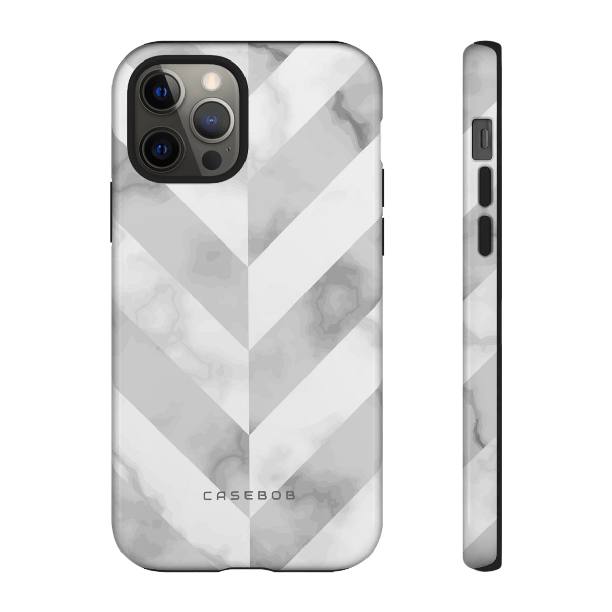 White Herringbone - Protective Phone Case