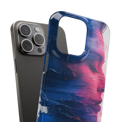 Blue Magenta Portrait - Slim iPhone 15 Phone Case