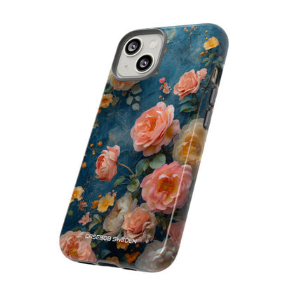 Blue Floral Elegance - Tough iPhone 14 Phone Case