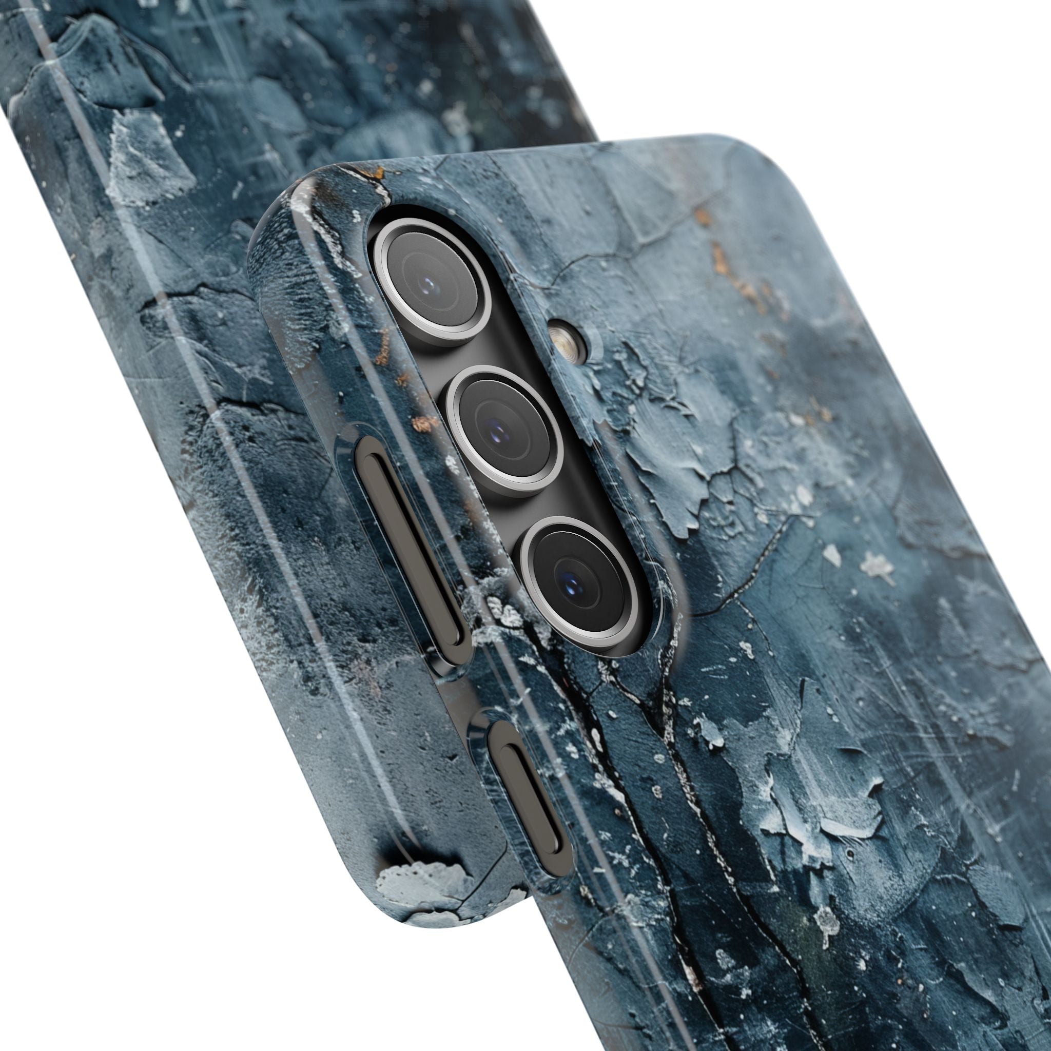 Weathered Blue Tapestry with Cracked Layers Samsung S24 - Slim Phone Case