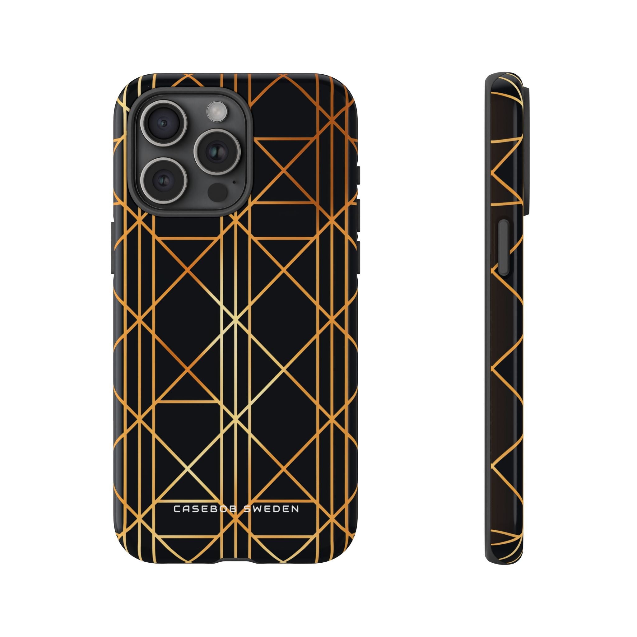 Golden Geometric Elegance iPhone 15 - Tough Phone Case