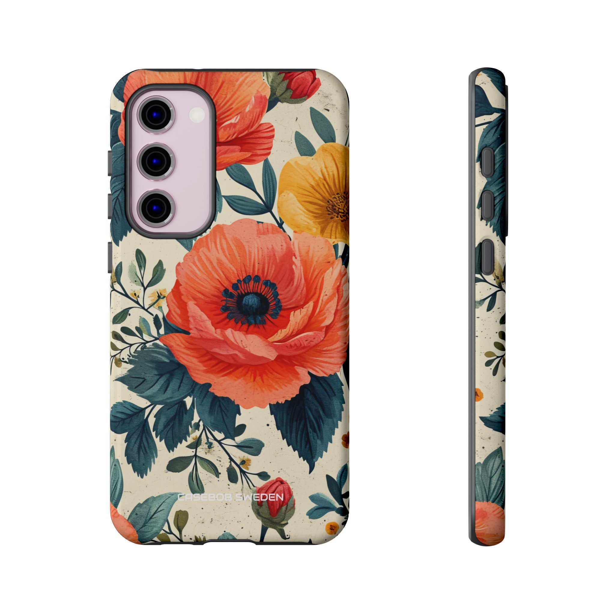 Vibrant Botanical Poppies - Tough Samsung S23 Phone Case