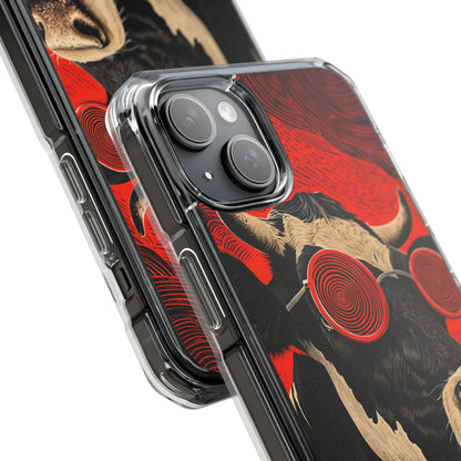 Surreal Black White Cow Red Spiral Sunglasses iPhone 15 - Impact Clear+