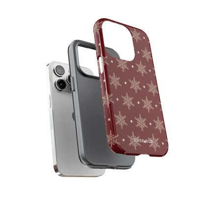 Cream Snowflake Crimson iPhone 14 Pro Case - Tough